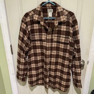 L.L. Bean Brown Plaid Casual Flannel Shirt